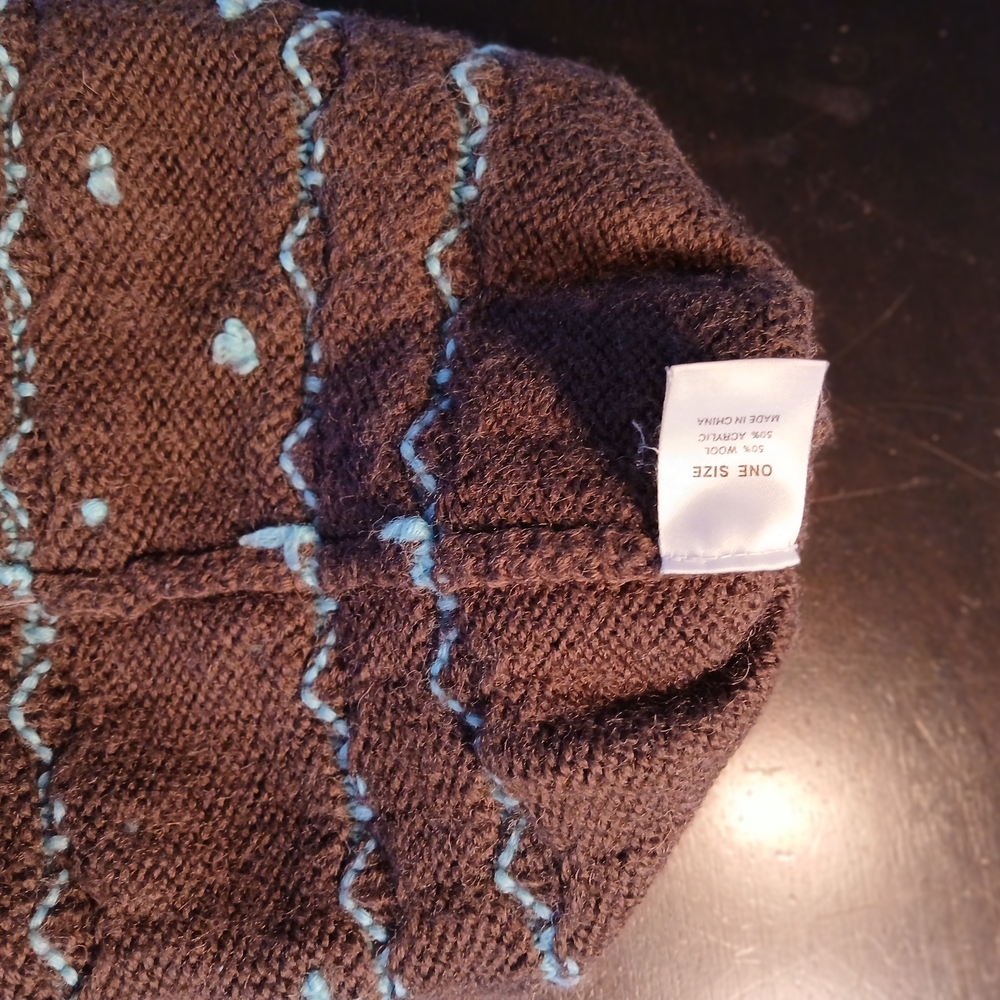 Brown and Blue Kids Knit Beanie - Picture 9 of 11